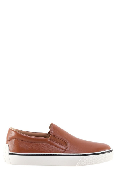 Tod's Leather Slip-on Sneakers - Atterley In Brown