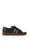 Michael Michael Kors Frankie Studded Leather Sneakers In Black-pale Gold
