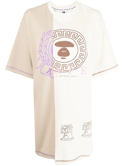 Aape By A Bathing Ape Logo-print T-shirt Dress In Brown