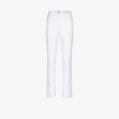 Givenchy 4g Motif Jacquard Straight-leg Trousers In White