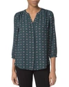 Nydj Notched-neck Scarf Print Blouse In Admiral Floret Veridian
