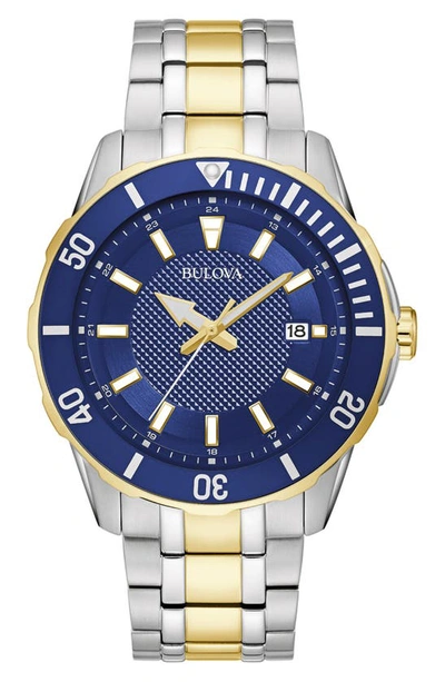 Bulova Men's Marine Star Two-tone Stainless Steel Bracelet Watch 43mm