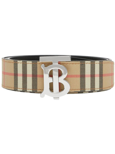Burberry Burberry CHECK AND LEATHER REVERSIBLE TB Belt - Stylemyle