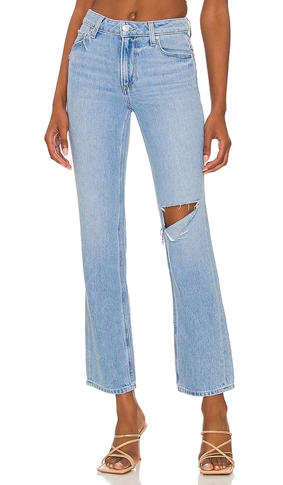 Paige Noella Ripped High Waist Relaxed Straight Leg Jeans In Blue
