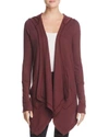 Splendid Hooded Thermal Cardigan In Deep Plum