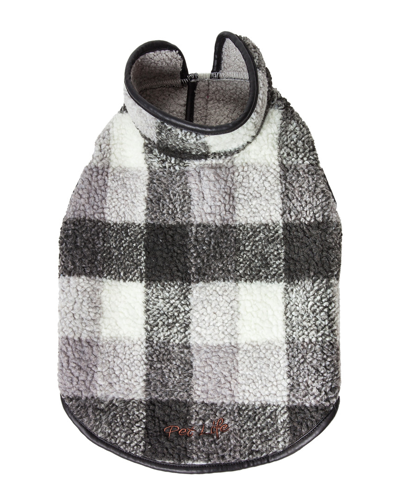 Pet Life Black Boxer Insulated Dog Jacket In Black Grey And White Plaid