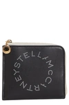 Stella Mccartney Logo Faux Leather French Wallet With Removable Card Case In Black