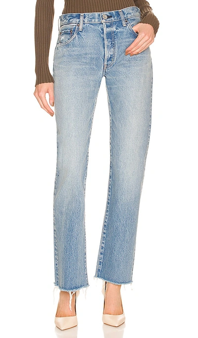 Moussy Vintage Siena Mid-rise Seamed Straight-leg Jeans In Blu