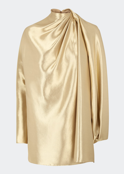 Fendi Golden Long Sleeve Silk Blend Minidress