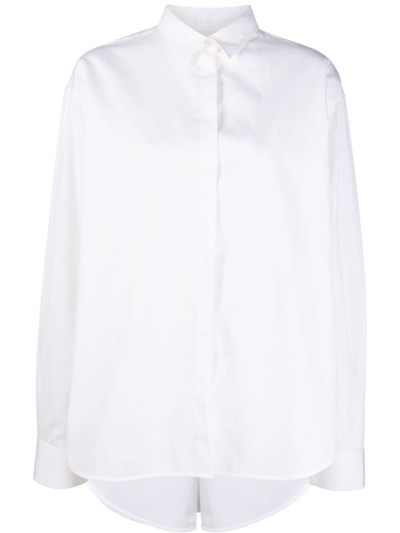 Totême Signature Cotton Silk Shirt Macadamia In White