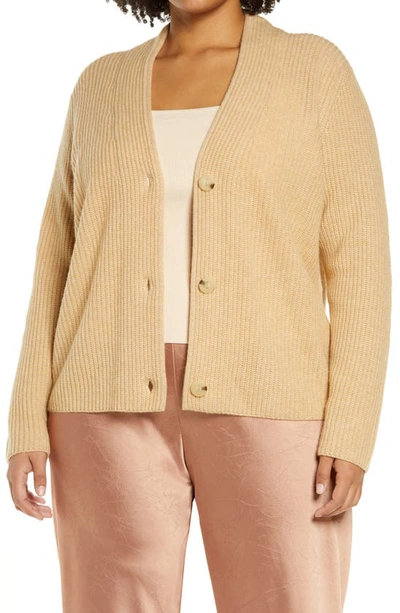Vince Raised Collared Wool & Cashmere-blend Cardigan In Beige
