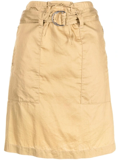 Celine 2000s  Belted A-line Skirt In Brown