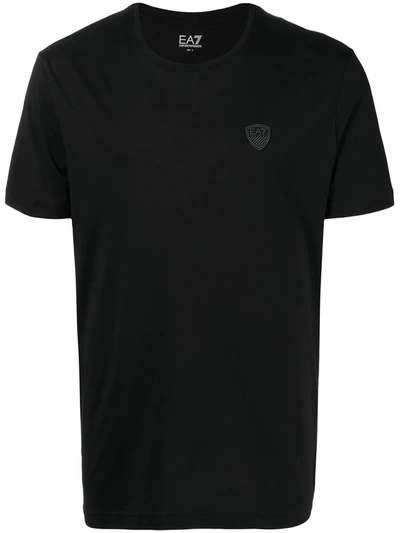 Ea7 Logo-patch Cotton T-shirt In Schwarz