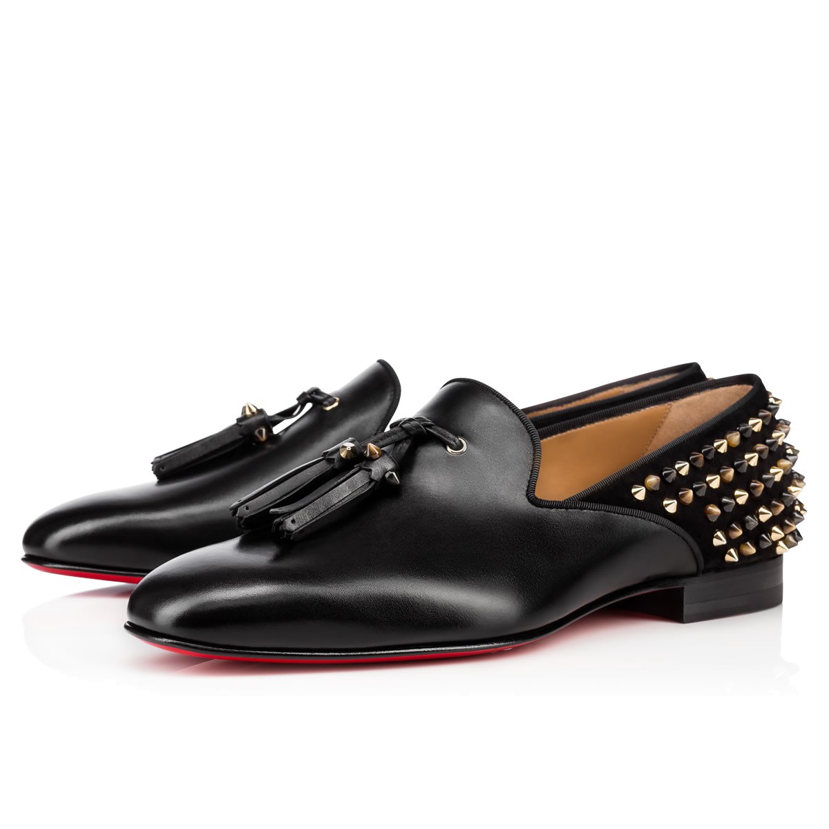 Christian Louboutin Tassilo Calf/spikes Black Calfskin - Men Shoes ...