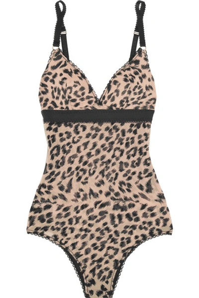 Stella Mccartney Florence Fluttering Leopard-print Stretch-mesh Bodysuit In Leopard Print