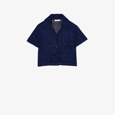 Oseree Kids' Metallic-effect Short-sleeved Shirt In Blue