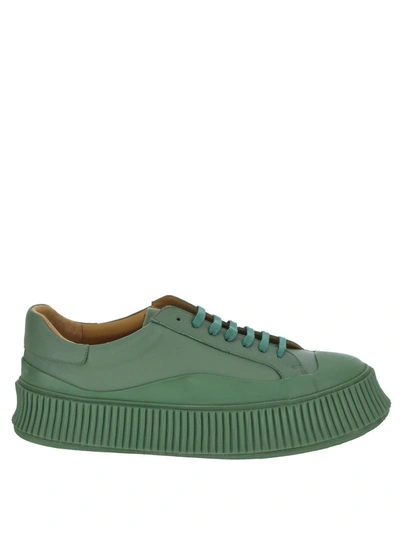 Jil Sander Leather Trainers In Green