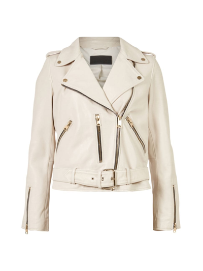 Allsaints Dalby Leather Biker Jacket In Neutrals