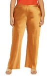 Vince Satin Bias Cut Pants In Burnt Orange