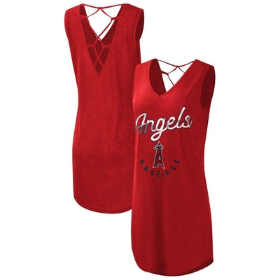 G-iii 4her By Carl Banks Red Los Angeles Angels Game Time Slub Beach V-neck Cover-up Dress