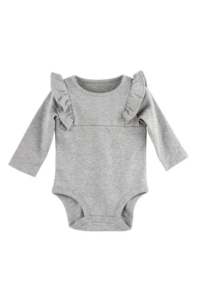 Oliver & Rain Babies' Kids' Ruffle Organic Cotton Bodysuit In Heather Gray