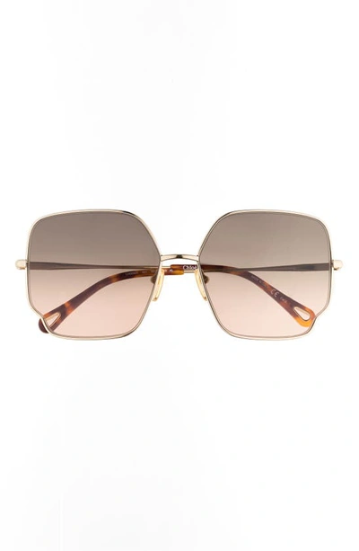 Chloé 60mm Gradient Square Sunglasses In Black