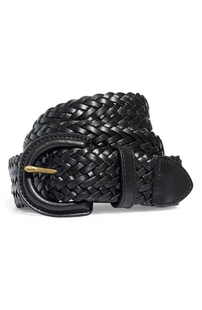 Madewell Woven Leather Belt In True Black