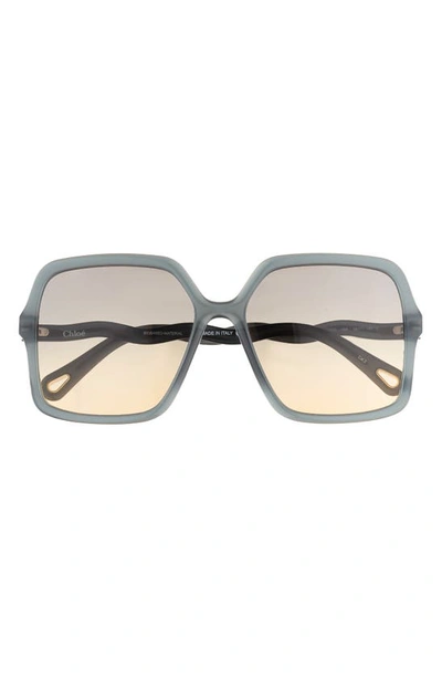 Chloé 58mm Gradient Rectangular Sunglasses In Blue