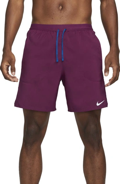 Nike Flex Stride Performance Athletic Shorts In Sangria/ Black