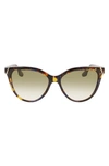 Victoria Beckham Guilloché 57mm Gradient Cat Eye Sunglasses In Havana Blue