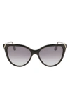 Victoria Beckham Guilloché 57mm Gradient Cat Eye Sunglasses In Black