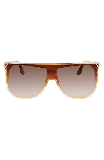Victoria Beckham Guilloché 53mm Gradient Shield Sunglasses In Striped Honey
