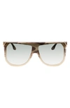Victoria Beckham Guilloché 53mm Gradient Shield Sunglasses In Striped Brown