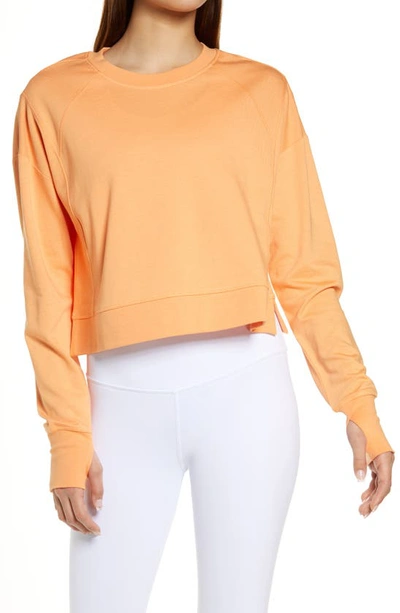 Sweaty Betty After Class Cotton Blend Crop Sweatshirt In Spring Orange