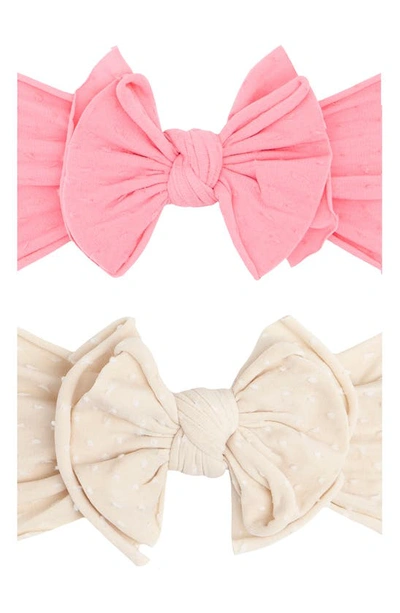 Baby Bling Babies' Assorted 2-pack Shab Bow Headbands In Zinnia