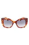 Ferragamo Gancini 51mm Gradient Modified Rectangular Sunglasses In Red Tortoise