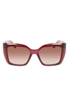 Ferragamo Gancini 55mm Gradient Rectangular Sunglasses In Purple/brown Gradient