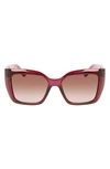 Ferragamo Gancini 55mm Gradient Rectangular Sunglasses In Transparent Cyclamen