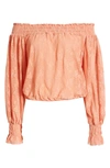 Free People Emily Lace Off The Shoulder Top In Savannah Red
