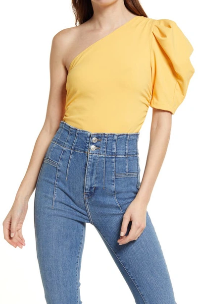 Free People Somethin Bout You So One Shoulder Bodysuit In Sunset Gold