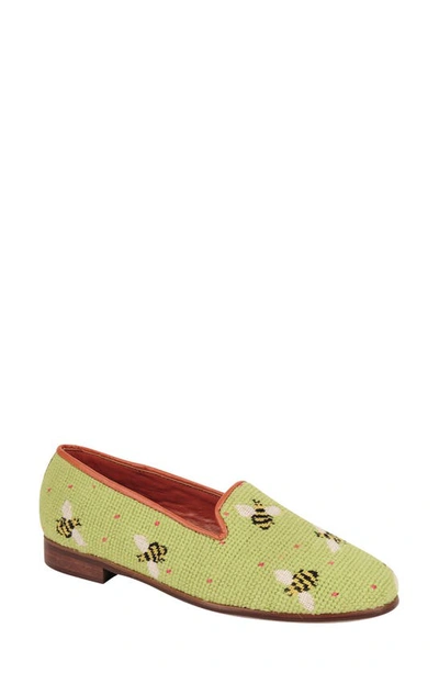 Bypaige Needlepoint Bee Flat In Bumblebees On Lime