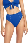 Robin Piccone Amy High Waist Bikini Bottoms In Lapis