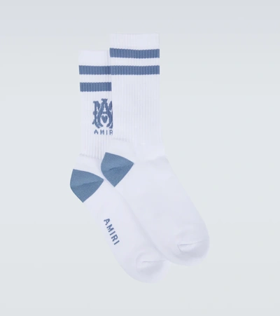Amiri Ma Striped Cotton-blend Socks In Blue | ModeSens