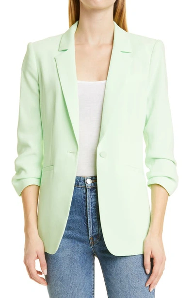 Cinq À Sept Khloe Ruched Sleeve Blazer In Bright Mint