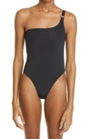 Louisa Ballou One-shoulder One-piece Swimsuit In Black