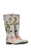 Joules Welly Print Waterproof Rain Boot In Silver Floral