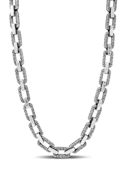 Lois Hill Scroll Rectangular Link Necklace In Silver