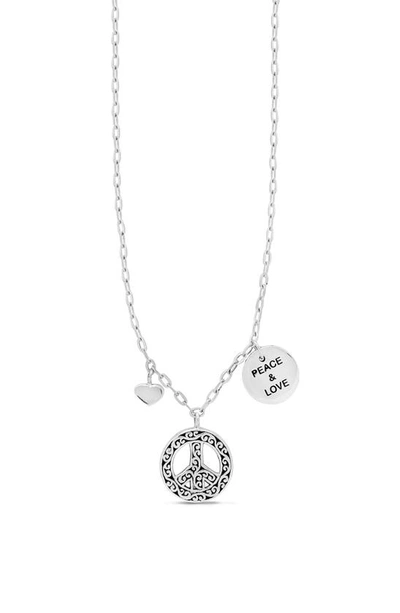 Lois Hill Peace And Love Charm Necklace In Silver