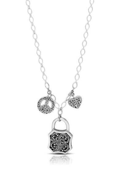 Lois Hill Reversible Padlock Charm Necklace In Silver