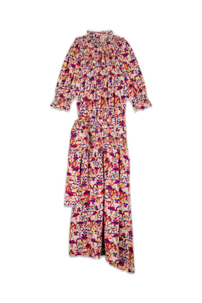 Paco Rabanne Flower Printed Jersey Shortsleeved Midi Dress